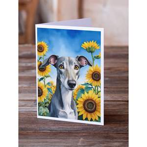 Whimsical Greyhound in Sunflowers A7 Tamaño 5x7 Tarjetas de notas en blanco Paquete de 8 con sobres para saludos - Product Image 2