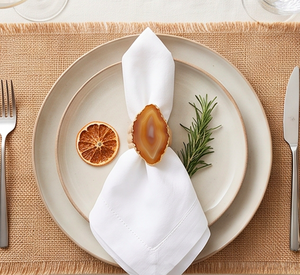 Agate Stone <b>Napkin</b> Rings for <b>Christmas</b> Dinner Table Decor White <b>Cloth</b> Ring Holder For Home Use - Product Image 5