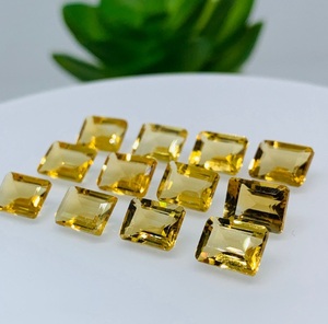 MRGEMS Lote de Piedras Preciosas Sueltas de Citrino Natural Pulido, Corte Esmeralda, Cuarzo Amarillo, Piedras Facetadas en Forma de Estrella, para Joyería, Minas Gerais - Product Image 2
