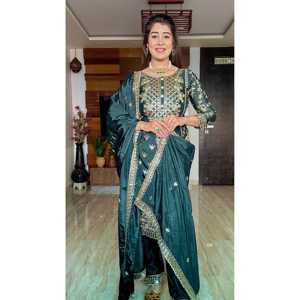 Ensemble haut-plazzo et dupatta pour femmes, vêtements de soirée de créateur - Product Image 4