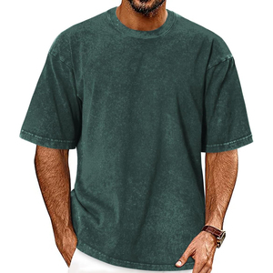 Nouveau T-shirt Homme Oversize Vert Délavé à l'Acide Coupe Longue Manches Courtes Col Rond Uni Style Urbain 100% Coton 2026 ODM OEM - Product Image 6