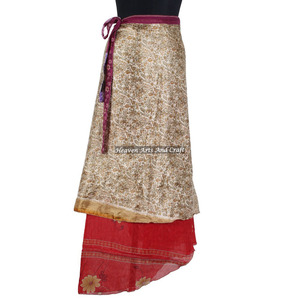 Latest Fashion Lady's Sexy Long <b>Wrap</b> Around <b>Skirt</b>/ 100% Silk Long <b>Wrap</b> <b>Skirt</b> 2 Layer Reversible Magic Silk Saris <b>Wrap</b> Long <b>Skirt</b> - Product Image 5