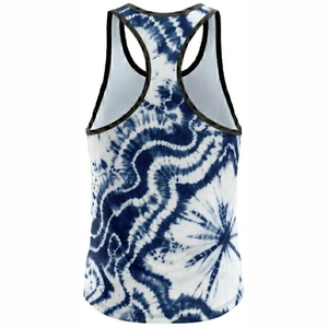 Tie Dyed <b>Mens</b> Tank Top Blue <b>White</b> Casual Breathable Sleeveless O-Neck Knitted Polyester Sport Wear Gym Training Tank Top <b>Vest</b> - Product Image 3