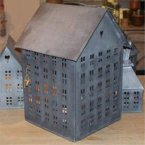 Modern Galvanized Metal House Candle Holder <b>Set</b> Rustic Iron Tea Light <b>Lantern</b> Village for Tabletop Decor Christmas Ornaments - Product Image 6