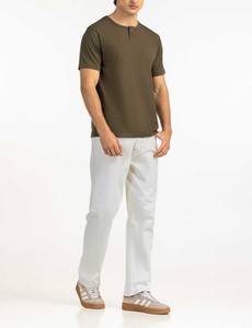 Camiseta Duradera, Cómoda, de Corte Ajustado para Hombre, Clásica, Color Oliva, Manga Corta, Estilo Henley, para Uso Diario, Venta al Por Mayor - Product Image 5