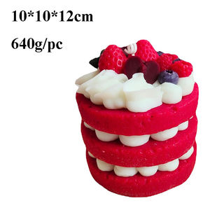 Bougies parfumées en forme de gâteau à 3 couches, décor à la cire de soja, bougies fantaisie, bougies aromatiques créatives de luxe de marque privée pour les fêtes de fin d'année - Product Image 2