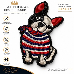Premium Custom Handmade Embroidery Patch Bullion Wire Beaded <b>Animal</b> Character Badge for Designer Clothing - Product Image 2