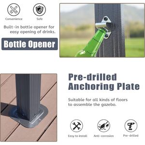 Gazebo per Barbecue da Esterno 8x5FT con Tetto Rigido e Pergola, Tetto Doppio in Acciaio Zincato, Riparo Solare Permanente - Product Image 5