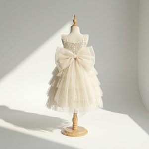 Elegante Vestido de Fiesta de Princesa con Volantes en Capas, Largo hasta la Rodilla, Vestidos de Flores para Niñas, Alta Calidad para Bodas y Actuaciones - Product Image 2