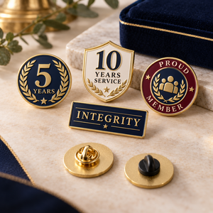 Pins de Solapa Personalizados con Acabado Plateado, Insignias para el 25.º Aniversario de la Empresa, Fabricante OEM - Product Image 1