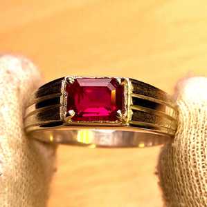 แหวนหมั้นทับทิมเงินแท้ 925 แหวนทับทิมทรงเหลี่ยมมรกต แหวนแต่งงานสำหรับทั้งชายและหญิง เครื่องประดับประจำเดือนกรกฎาคม - Product Image 3