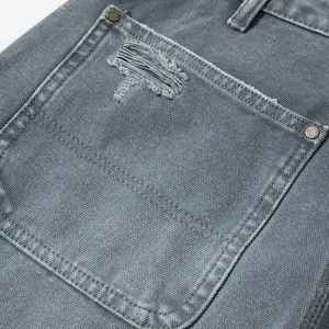 Shorts en jean déchirés taille haute respirants style cargo coupe ample délavés vintage à ourlet brut décontractés pour femme – Vente en gros - Product Image 4