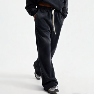 High Quality 360GSM Wide Leg Washed Pant Jogger Loose <b>Thick</b> Fleece Flared Sweatpants for Men - Product Image 2