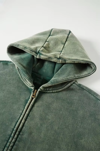 Sudadera con Capucha Verde para Hombre, Cierre de Cremallera, Color Sólido, Corte Regular, con Bolsillo, Manga Regular, Tejido de Felpa, Ecológica 100% - Product Image 6