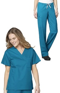 Custom Size & Color Unisex <b>Scrub</b> <b>Top</b> Short Sleeve V-Neck with Pockets Hospital Uniform Twill Fabric Polyester Spandex Blend - Product Image 2