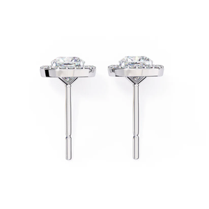 Pendientes de Diamantes con Corte Cushion y Halo, Plata de Ley 925, 1 Ct en Total, 5.5 mm en el Centro, 1.1 mm en los Laterales, Joyería Fina - Product Image 2