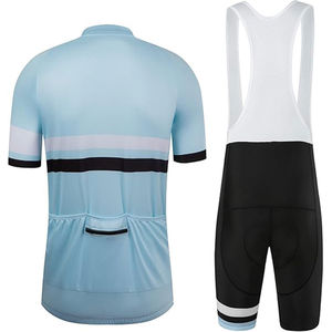Unisex Cycling Jersey Set <b>Light</b> Blue Sleeveless Black Bib Shorts Moisture Wicking Polyester All Seasons Regular V-<b>neck</b> Zipper - Product Image 2