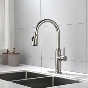 Rubinetto da cucina estraibile a 3 fori in ottone con doccetta estraibile in acciaio inossidabile - Product Image 3