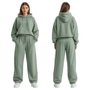 Conjunto Deportivo de Dos Piezas para Mujer, Sudadera Holgada y Ligera con Capucha, Pantalones Anchos, Ropa Casual de Calle para Verano - Product Image 1