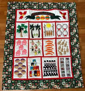 Stylish Multipattern Embroidered <b>Handmade</b> Hawaiian <b>Quilts</b> With Different Instrument, Object Etc Work Hawaiian <b>Quilts</b> For Decor - Product Image 3