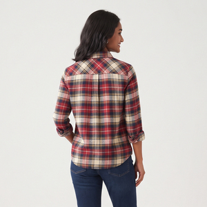 Chemise en flanelle à carreaux pour femme, décontractée, à manches longues, 100 % coton, boutonnée, coupe classique, haut tendance pour femme - Product Image 2