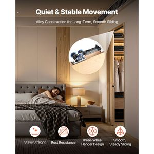 Kit Binario per Porta Scorrevole a Scomparsa da 144 cm con Meccanismo di Chiusura Ammortizzata per Scorrimento Fluido e Silenzioso - Product Image 4