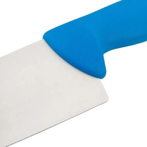 Couteaux de cuisine à manche bleu avec lame large argentée, poignée ergonomique confortable, protection des doigts pour les repas quotidiens - Product Image 5