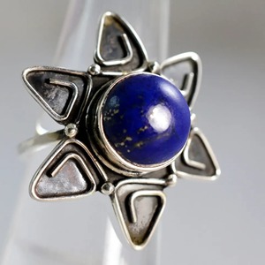 <b>Lapis</b> <b>Lazuli</b> <b>Ring</b> 925 Sterling Silver Handmade Boho Statement Promise Jewelry for Women Natural Round Shape Gemstone Jewelry - Product Image 6