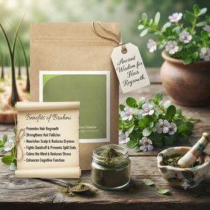 Poudre de Brahmi, traitement capillaire à base de plantes pour la repousse des cheveux et le soin du cuir chevelu, soin de la peau, bienfaits pour la santé, poudre ayurvédique - Product Image 4