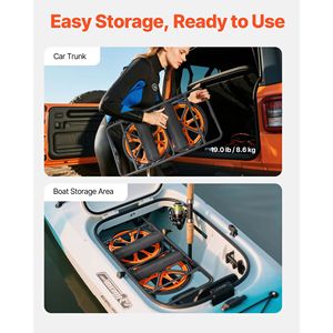 Carrello per Kayak e Canoa da Campeggio con Pneumatici in Gomma Piena da 15 Pollici, Capacità di Carico 330 Libbre, Smontabile, con Cavalletto - Product Image 3