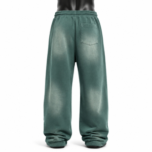 Pantalon de survêtement vert pour homme, coupe large, taille élastique avec cordon de serrage, décontracté, mi-saison, en maille, avec poches latérales - Product Image 2