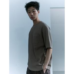 T-shirt Beige da uomo con Design tascabile per Waffle