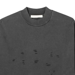 Camiseta de Manga Larga para Hombre, con Logotipo Personalizado OEM, Talla Grande, Doble Capa, 100% Algodón Orgánico, Ecológica, Lavado Vintage, Estilo Desgastado - Product Image 2