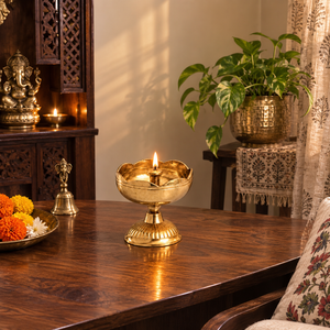 Lampe à huile Akhand Jyot en laiton faite à la main, Diya Puja Deepam, décoration de temple domestique, cadeau de festival, fabricant et fournisseur OEM en gros - Product Image 4