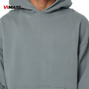 Sweat à capuche vierge de haute qualité avec conception personnalisée Streetwear imprimé bouffant personnalisé sans ficelle pull à épaules tombantes sweats à capuche unis pour hommes - Product Image 4