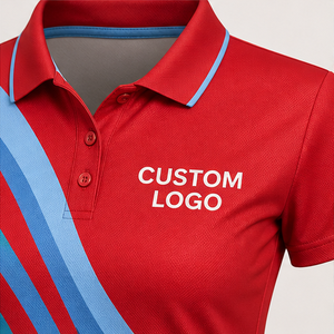 Polo Personalizado para Mujer, Color Rojo Azul Agua, Diseño de Ondas Fluidas, Secado Rápido, Transpirable, Manga Corta, Uniforme de Golf de Alto Rendimiento, WPS-0897 - Product Image 5