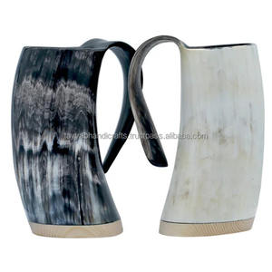 Mug en corne à boire viking, mug en corne à boire viking avec base en bois, mug en corne à boire en provenance d'Inde - Product Image 4