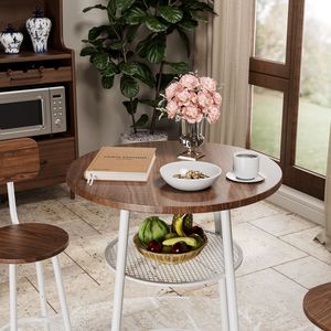 Set Moderno da Bar a 3 Pezzi con 2 Sgabelli con Schienale, Ripiano Portaoggetti, Arredamento Stile Pub - Product Image 2