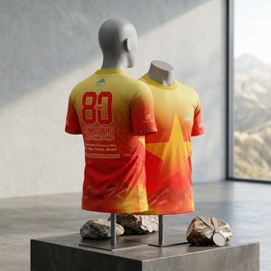 เสื้อยืดวิ่งแบบกำหนดเองสำหรับเล่นกีฬา วัสดุ 95% ผ้าฝ้าย 5% สแปนเด็กซ์ ขายส่งจากโรงงานผลิตในเวียดนาม - Product Image 2