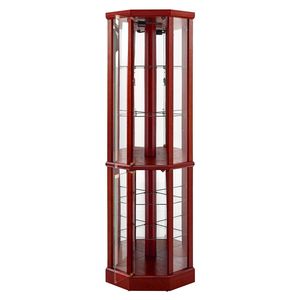 Vetrinetta Angolare Regolabile Cherry con 6 Ripiani Illuminati e Specchio Posteriore in Vetro Temperato, Lampadina E26 Non Inclusa, per Soggiorno - Product Image 6