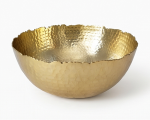 Bol en métal doré martelé, élégant et fait main, centre de table décoratif glamour pour la salle à manger et la décoration du salon - Product Image 4