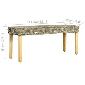 Banco de Madera de Mango Sólida y Ratán Kubu, Sillas de Comedor Naturales con Comodidad Media - Product Image 6
