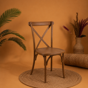 Resin Crossback Chair <b>Chestnut</b> Weather Resistant Modern Adjustable Outdoor Dining Seating for Patios Gardens - Product Image 1