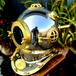 Casco de Buceo Cromado Karl Heinke Munich Réplica Vintage, Casco de Buzo de Aguas Profundas, Decoración Náutica Marítima, Exhibición Marina - Product Image 2