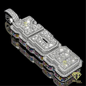Custom <b>Iced</b> <b>Out</b> Number 'KUE' Pendant Necklace Hip Hop Micro Pave Moissanite 18k Gold Plated Silver <b>Chain</b> Gift Jewelry - Product Image 6