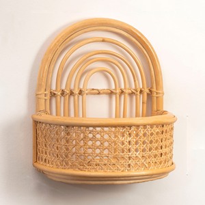 Estante de almacenamiento de accesorios de ducha, repisa colgante de pared ecológica de ratán con diseño de arcoíris para decoración de baño - Product Image 4