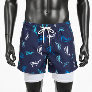 Shorts de Playa Personalizados para Hombre, Sublimados, 2 en 1, Shorts de Natación con Leggings de Compresión, Forro Interior, Secado Rápido, 100% Poliéster Satinado - Product Image 1