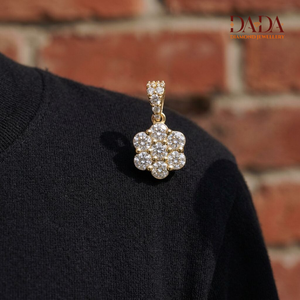 Pendentif en diamant de laboratoire taille ronde, design floral, plaqué rhodium, or 14 carats, pour femme, bijoux de mariage, cadeau - Product Image 2