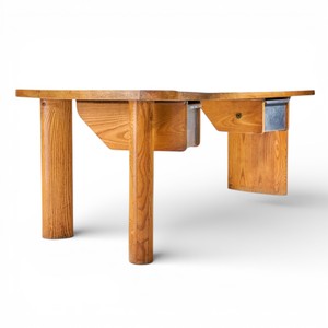 Escritorio de Oficina Moderno de Madera Maciza, Mesa de Escritura con Forma Orgánica y Cajones, Escritorio de Estudio - Product Image 6