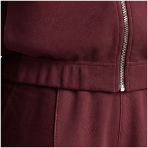 <b>Women</b> <b>Burgundy</b> Hooded Tracksuit Set Full Sleeve Zipper Closure Solid Color Casual Jogger Pants With Side Pockets Autumn Wear - Product Image 5